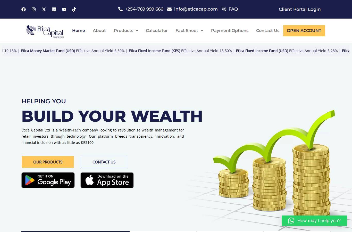 Screenshot of the Etica (Etica Capital MMF) website