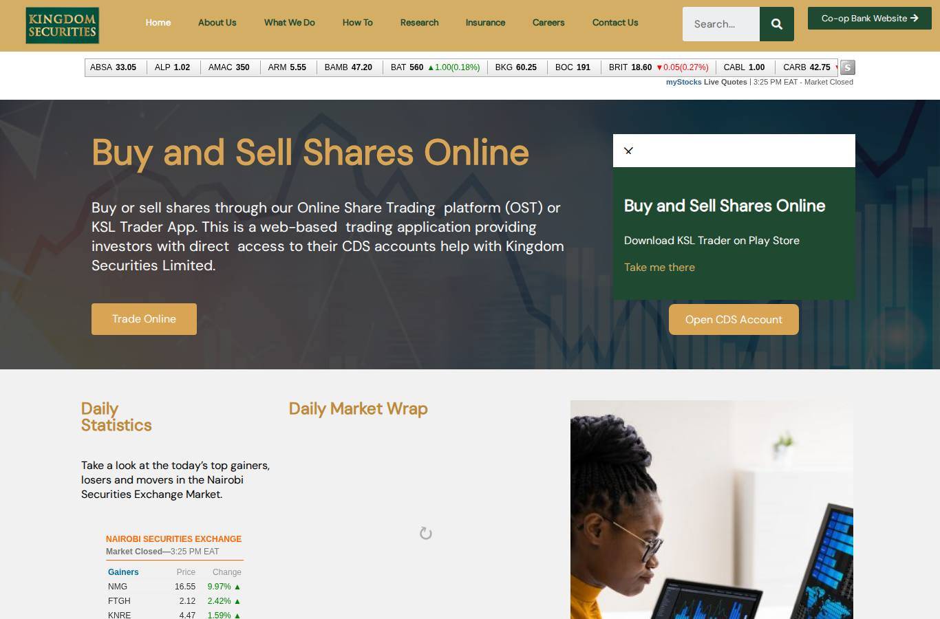Screenshot of the Kingdom Securities website