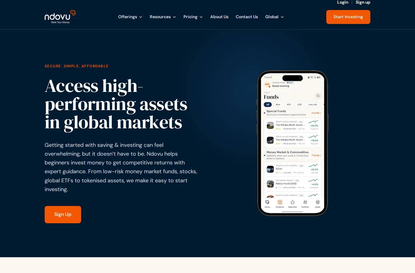 Screenshot of the Ndovu (Ndovu app) website