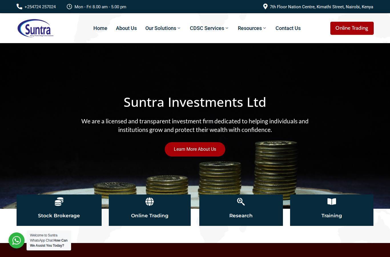 Screenshot of the Suntra Investment Bank website